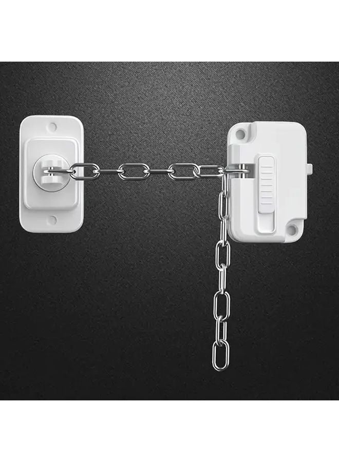 White Adjustable Window Security Lock Self Adhesive No Drilling Ventilation Restrictor - Image 1