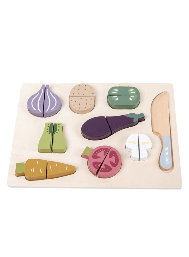 Nunukids Planar Vegetables Cut And Cut Play Toys Jigsaw Puzzle Puzzle Wooden Toys Wholesale-Color:nunukids Flat Vegetable Cut - Image 1