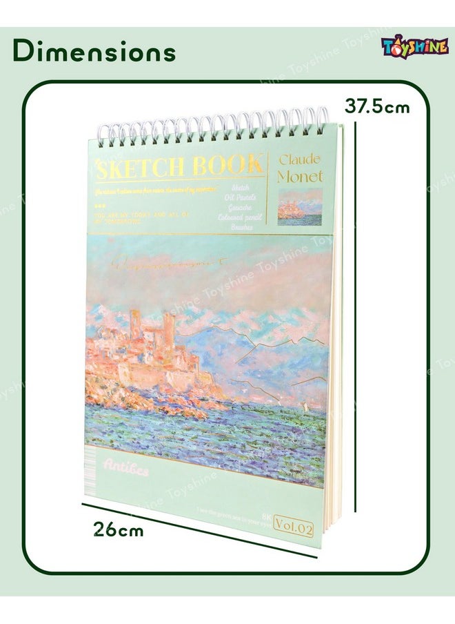 Toyshine Toyshine A3 Size Thickened Sketchbook with Hand Painted Hard Cover for Painting Drawing Art & Craft Work (60 Sheets) Green  - Image 5
