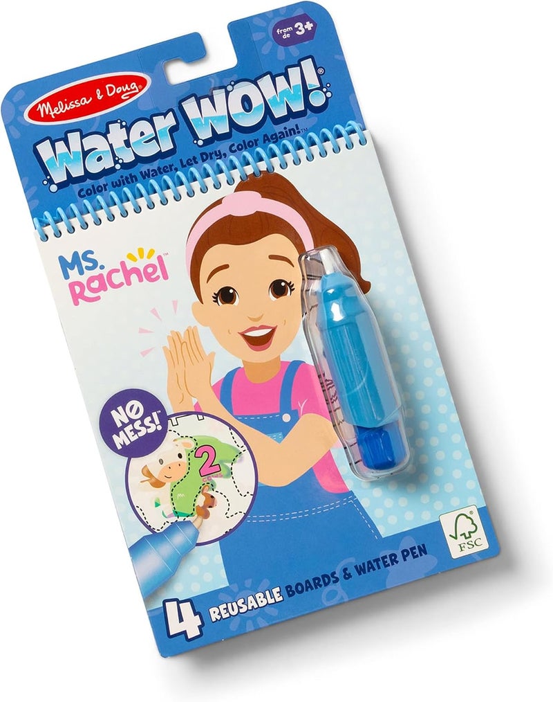 Melissa & Doug Ms Rachel Water Wow Count Color Reveal Activity Pad Reusable Mess Free Water Coloring Book with Chunky Water Pen Early Learning Travel Toy for Toddlers Kids Age 3+ - Image 1