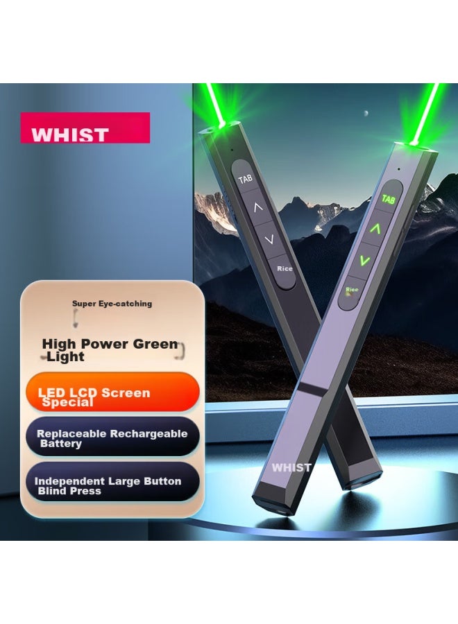 Whist G61 Green Laser Pointer, Led Screen Dedicated Laser Pen, Ppt Presentation Pointer, Teacher's Teaching Wand, Large Public Lecture Pointer, Wireless Remote Control Presenter For Meetings - Image 1