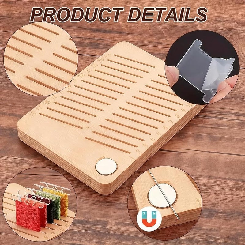 Wooden Embroidery Thread Storage Organizer With 24 Slot Spool Dividers - Image 5