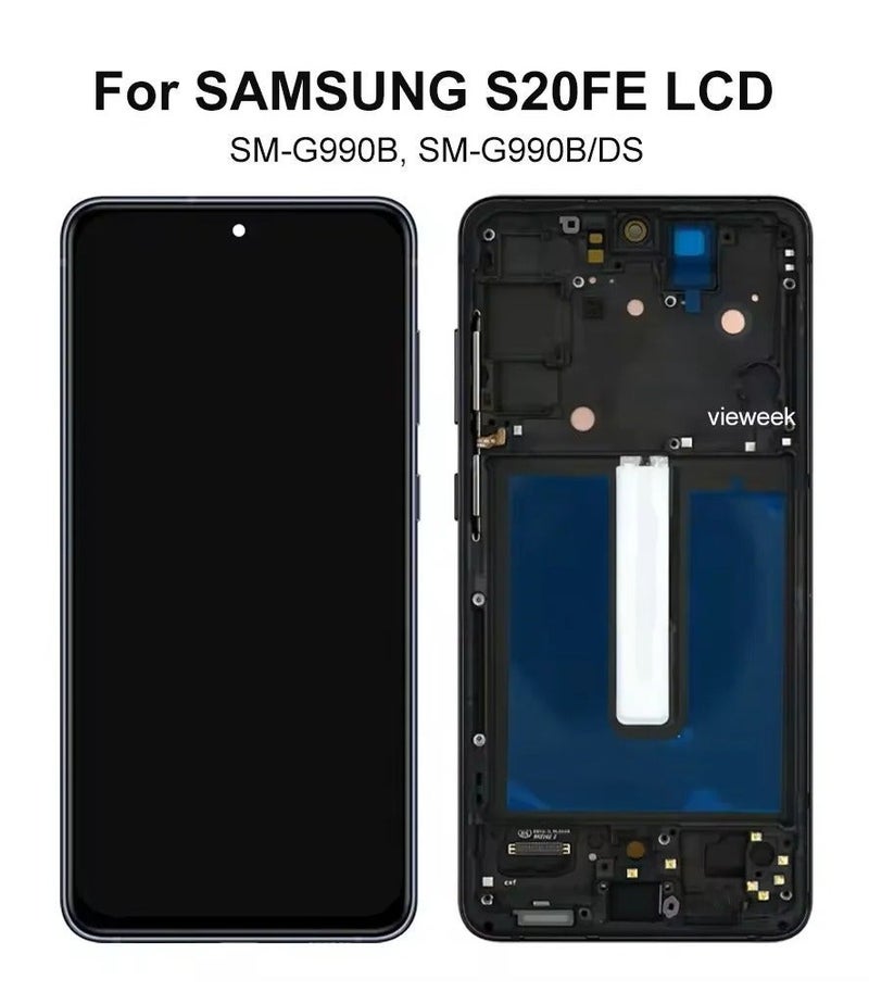 شاشة داخلية عالية الجودة  بديلة ومتوافقة مع موديل تليفون SAM S20 FE G780 (B) FULL  OLED بالفريم  - جينريك - Image 1