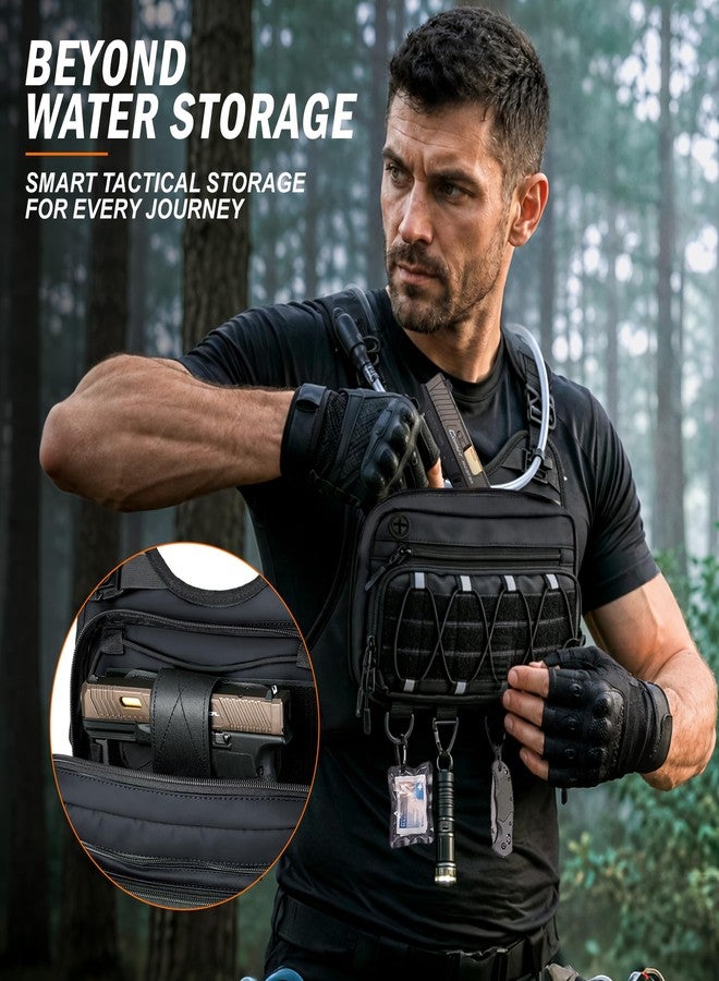 BECOJADDE Hydration Pack Tactical Running Vest for Men Adjustable Reflective Hydration Backpack Lightweight Chest Pack with 2L Water Bladder for Hiking Hunting Cycling Marathon, Black - Image 3