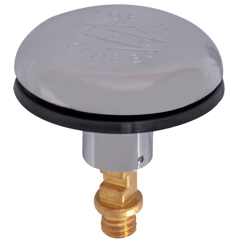 EZFLO Snap and Press Stopper with Rubber Seal 38 Inch Thread Chrome Plated 35240