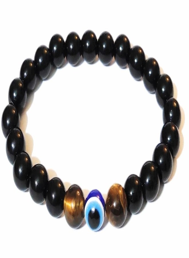 Jewel string Evil Eye with Tiger Eye black bead bracelet for confidence,luck,realese fear and anxiety for boy girl men women(size 7 inch) - Image 5