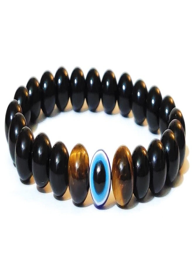 Jewel string Evil Eye with Tiger Eye black bead bracelet for confidence,luck,realese fear and anxiety for boy girl men women(size 7 inch) - Image 4