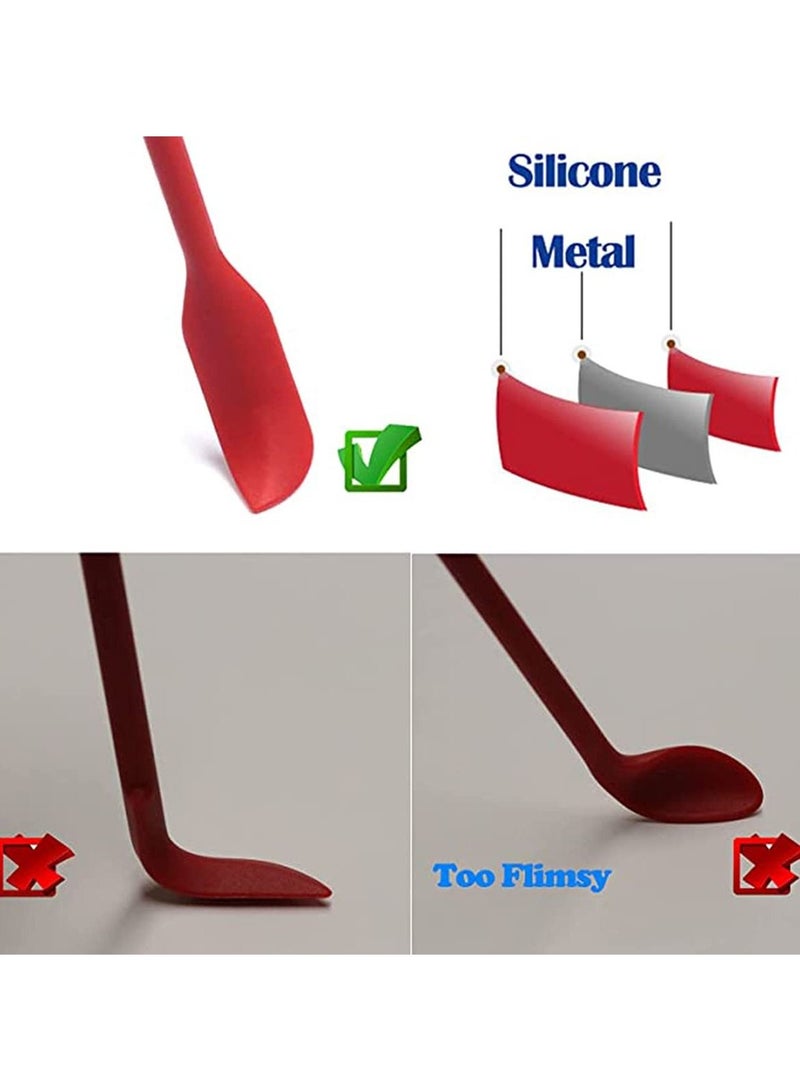 KASTWAVE 5 PCS Color Mini Thin Silicone Slim Spatulas Gadget Set, Small Jar Long Handle Skinny Makeup Spatula Tiny Scraper Tool, Slender Narrow Can Bottle Cosmetic Last Drop Spatula - Image 3