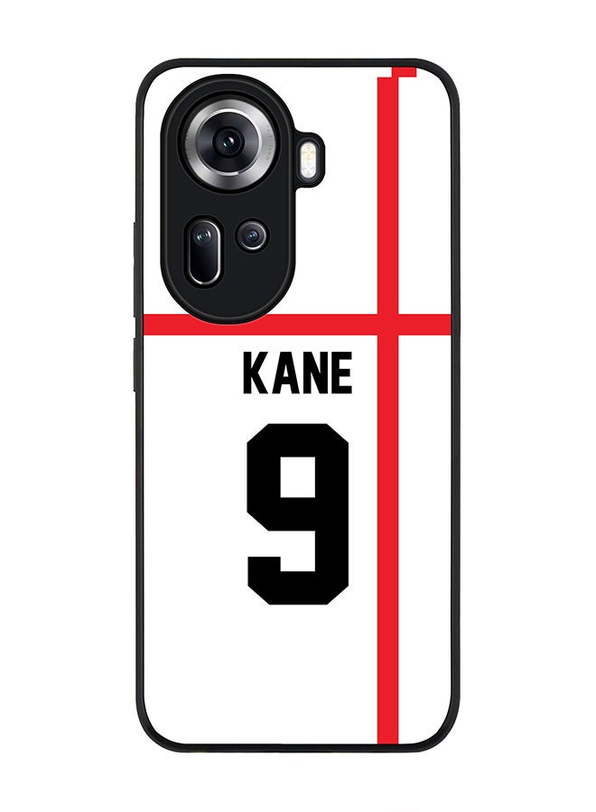 Stylizedd Rugged Black Edge Case for Oppo Reno11, Slim fit Case Flexible Anti Drop TPU Gel Thin Cover -  Football Team - England, Player Name - Kane - Image 1