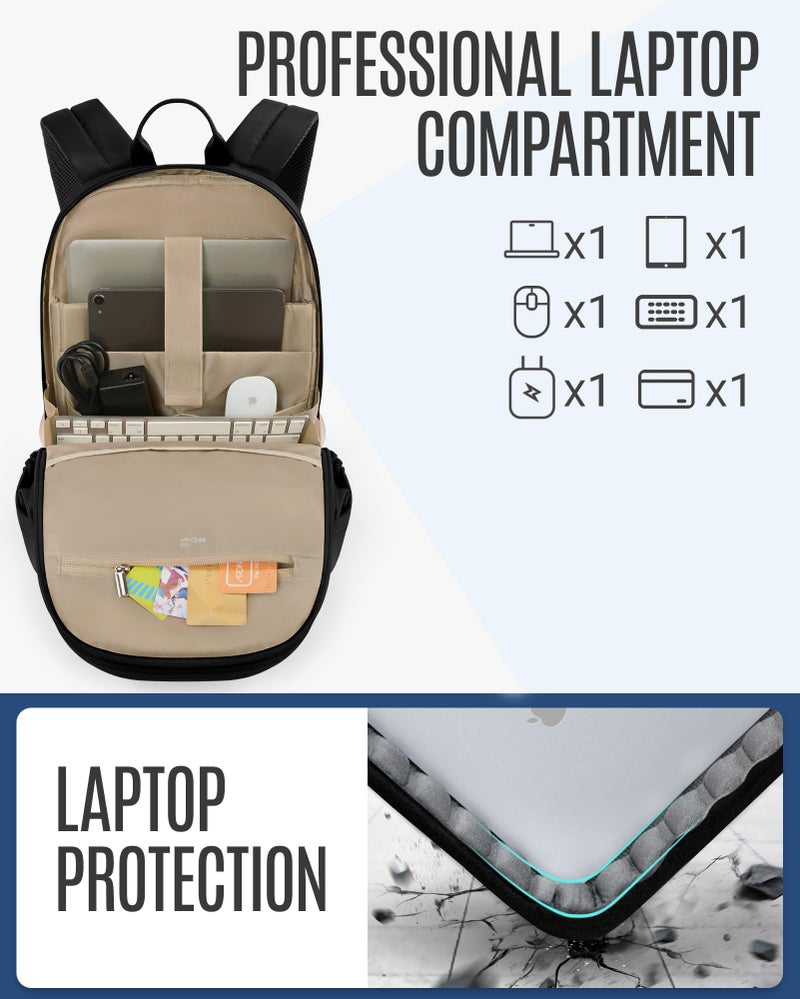 LIGHT FLIGHT LIGHT FLIGHT Travel Backpack for Women, 15.6 Inch Laptop Backpack with USB Charging Hole, Water Resistant College Bookbag, Large Capacity Black Computer Backpacks for Work, Black  - Image 4