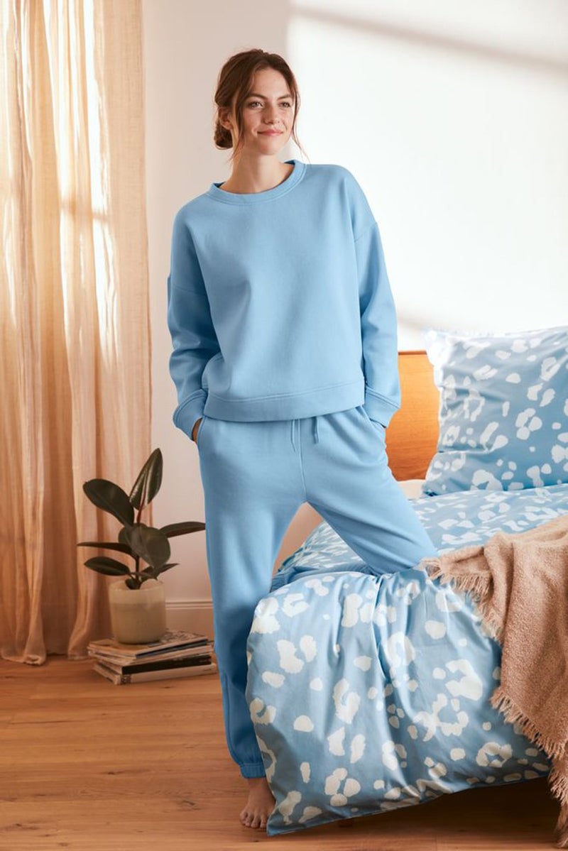 Tchibo سويت شيرت نسائي بياقة دائرية، أزرق سماوي - Image 1