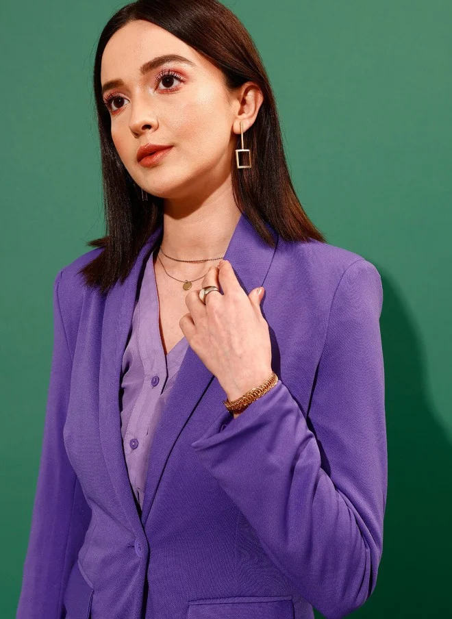 STREET 9 Purple Slim-Fit Formal Blazer for Women