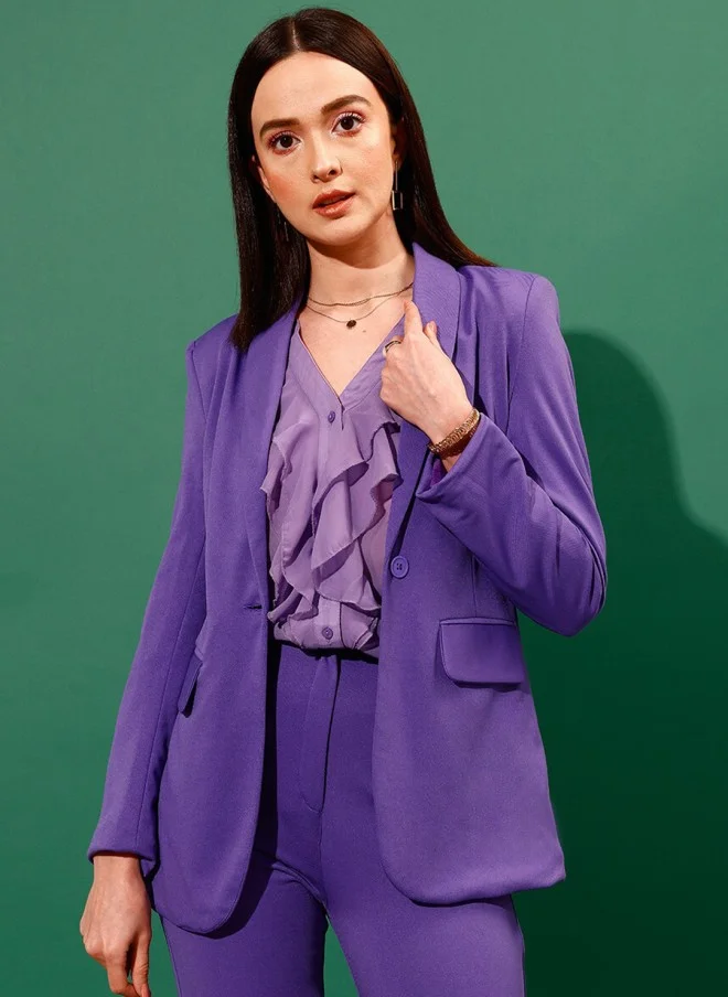 STREET 9 Purple Slim-Fit Formal Blazer for Women