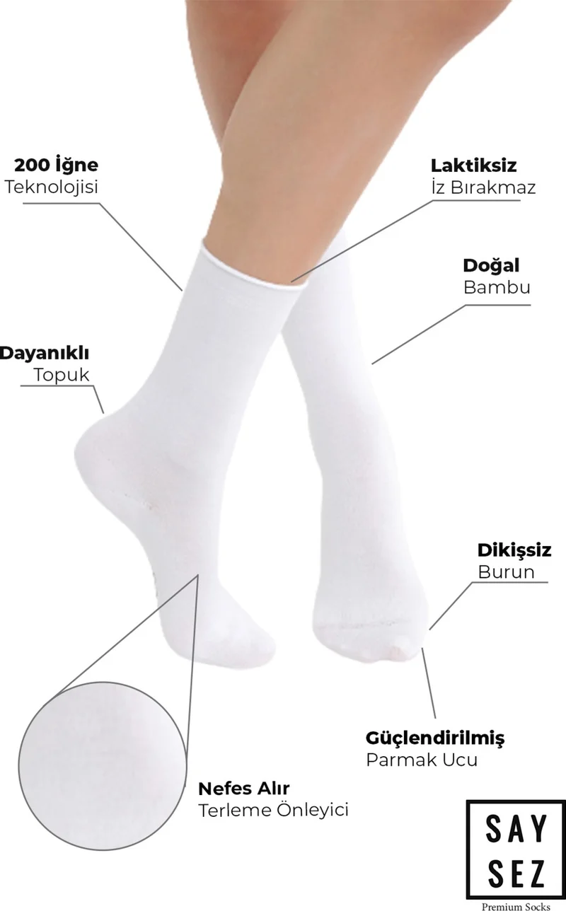 Saysez Bamboo Women's Elastic White Socket Seamless Premium Socks / No Traces
