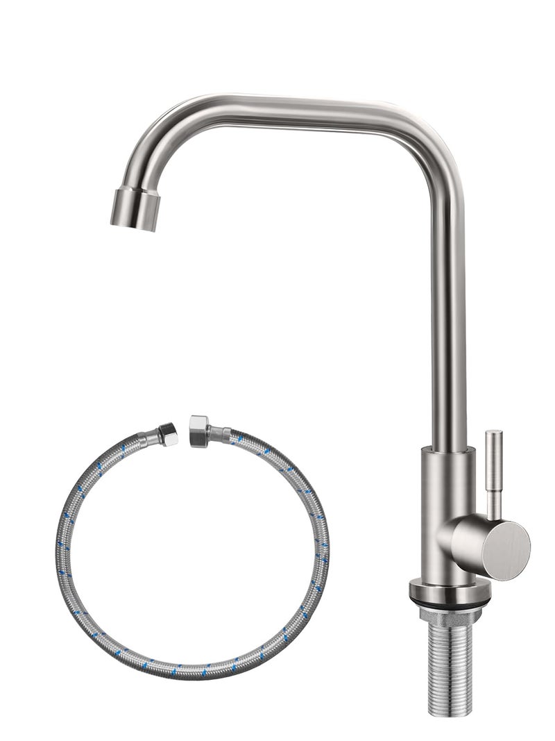 Bifordo Cold Only Water Faucet Single Hole Kitchen Sink Faucet SUS304 Stainless Steel Brushed Nickel - Image 2