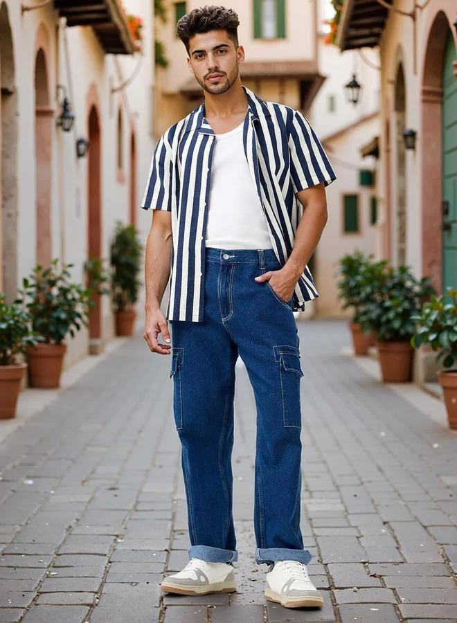 لي كوبر قميص لي كوبر مخطط بياقة بقصة عادية