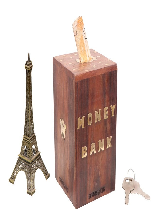 SHAPAR GOODS حصالة نقود خشبية كبيرة الحجم من SHAPAR GOODS®، حصالة نقود كبيرة الحجم للبالغين / صندوق عملات معدنية للأطفال (مكعب الشكل) - Image 5