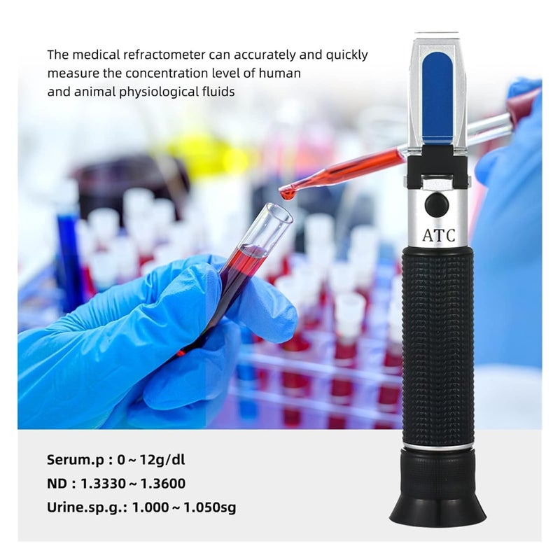 Refractometer, Handheld Clinical Medical Refractometer ATC Serum Protein Urine Specific Gravity Meter Equipment Tool for Hospital Laboratory(Plastic Box) - Image 4
