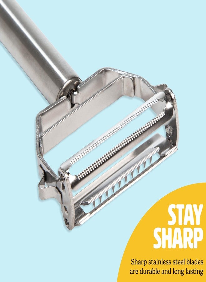 تيستي مقشرة خضار جوليان لذيذة مع فرشاة تنظيف، شفرات حادة من الفولاذ المقاوم للصدأ، طقم من قطعتين، آمنة للغسل في غسالة الأطباق - Image 4