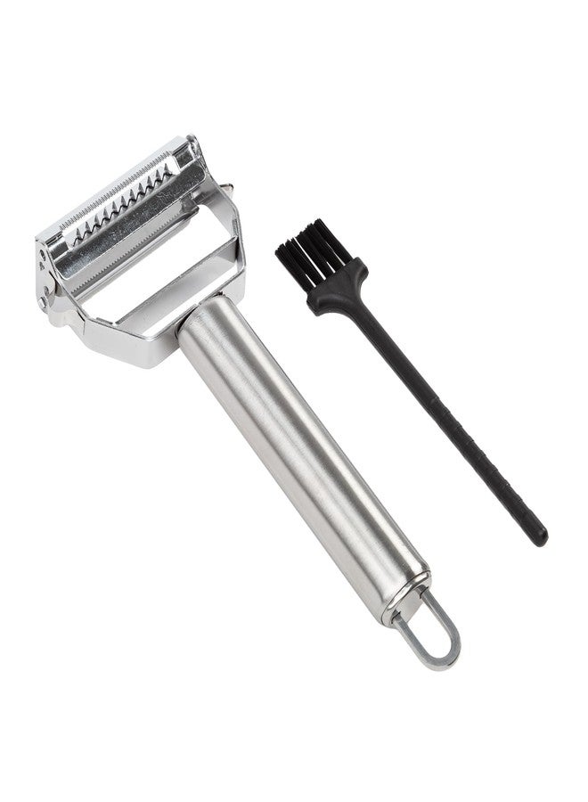 تيستي مقشرة خضار جوليان لذيذة مع فرشاة تنظيف، شفرات حادة من الفولاذ المقاوم للصدأ، طقم من قطعتين، آمنة للغسل في غسالة الأطباق - Image 1