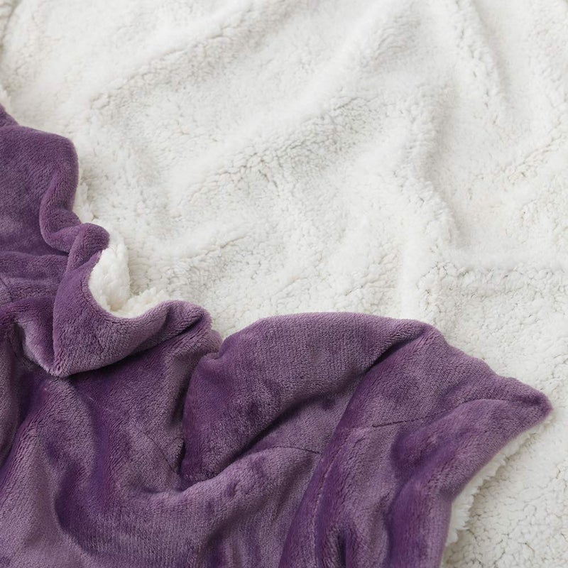 NANPIPER Couch Blanket Reversible Sherpa Flannel Blanket Ultra-Soft Plush Warm Fleece Microfiber (60"x80",Cassis Purple) - Image 4