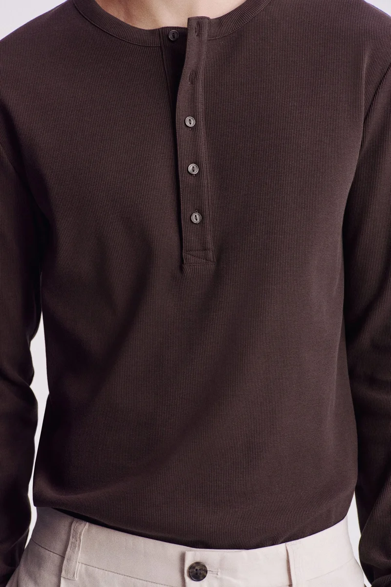 H&M Slim Fit Ribbed Henley shirt