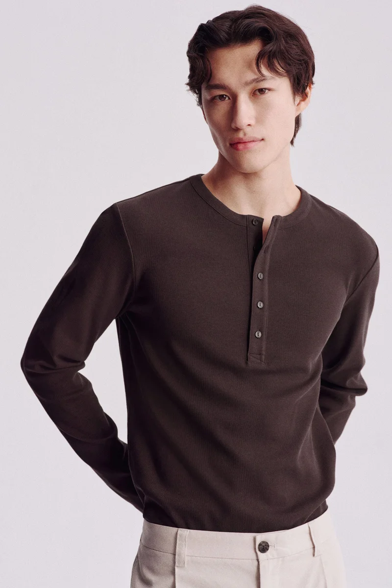 H&M Slim Fit Ribbed Henley shirt