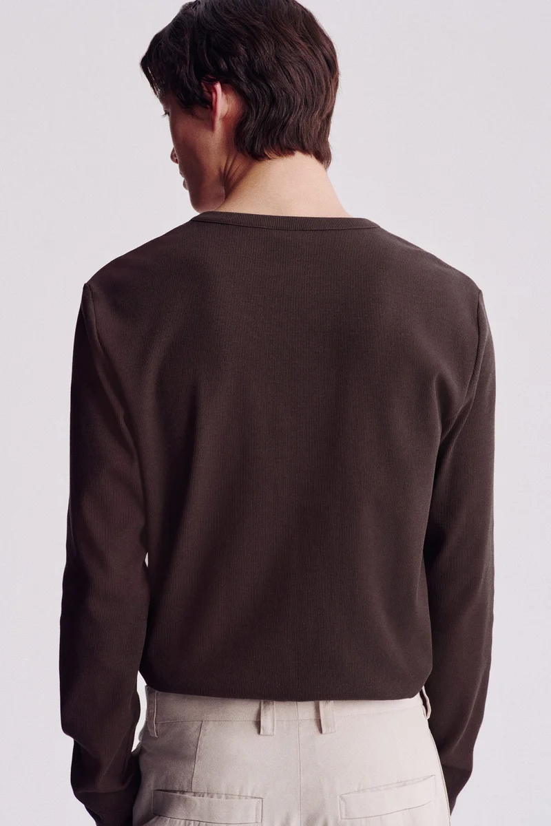 H&M  Slim Fit Ribbed Henley shirt for Men | Best Price UAE