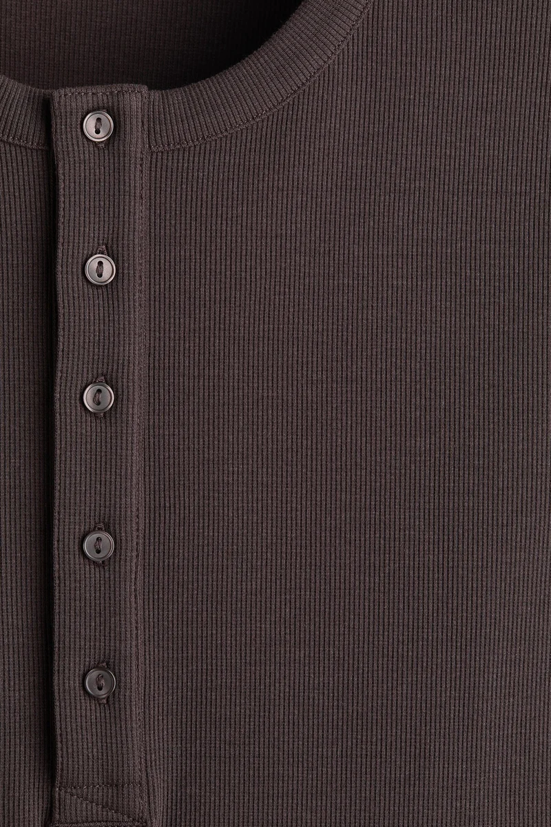 H&M  Slim Fit Ribbed Henley shirt for Men | Best Price UAE