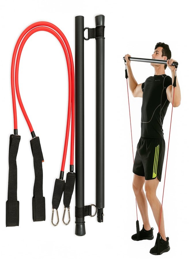 ELEXIQ مجموعة ELEXIQ Active Pilates Bar | قضيب مقاومة للرجال والنساء | قضيب تمارين لكامل الجسم | عصا تمارين مقاومة محمولة وخفيفة الوزن للصالة الرياضية والمنزل | لتقوية عضلات البطن والجزء العلوي من الجسم والساقين والأرداف - Image 1