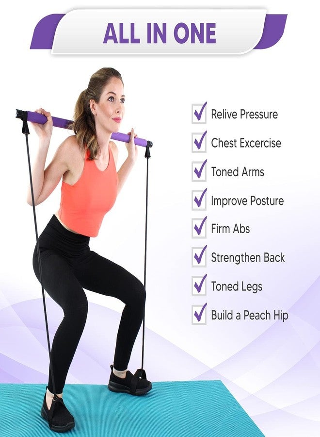 ELEXIQ مجموعة ELEXIQ Active Pilates Bar | قضيب مقاومة للرجال والنساء | قضيب تمارين لكامل الجسم | عصا تمارين مقاومة محمولة وخفيفة الوزن للصالة الرياضية والمنزل | لتقوية عضلات البطن والجزء العلوي من الجسم والساقين والأرداف - Image 4