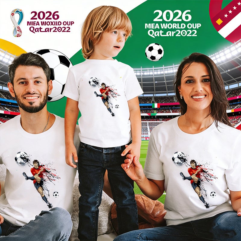 أفضل مبيعات لاعب كأس العالم لكرة القدم مطبوعة تي شيرت عائلة مجموعة القطن النقي قصيرة الأكمام 60314-19 - Image 2