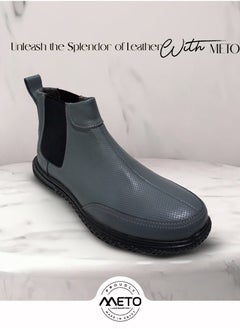 Meto Gray Chelsea lace-up boots made of genuine natural leather and a toe sole  - Image 1