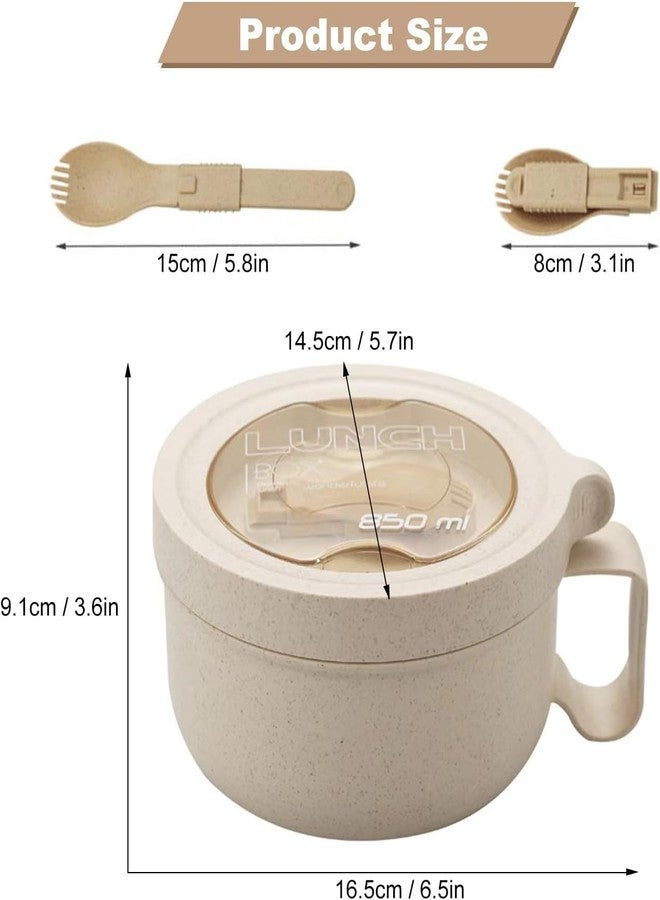 Rarapop 2 Pack Microwave Soup Bowl Containers with Lids, 28.7oz Wheat Straw Ramen Noodles Cup Mug for Instant Noodles,Oatmeal, Gumbo, Salad,Crunch,Cereal & More, Easy-Grip Design(Beige,Green) - Image 4