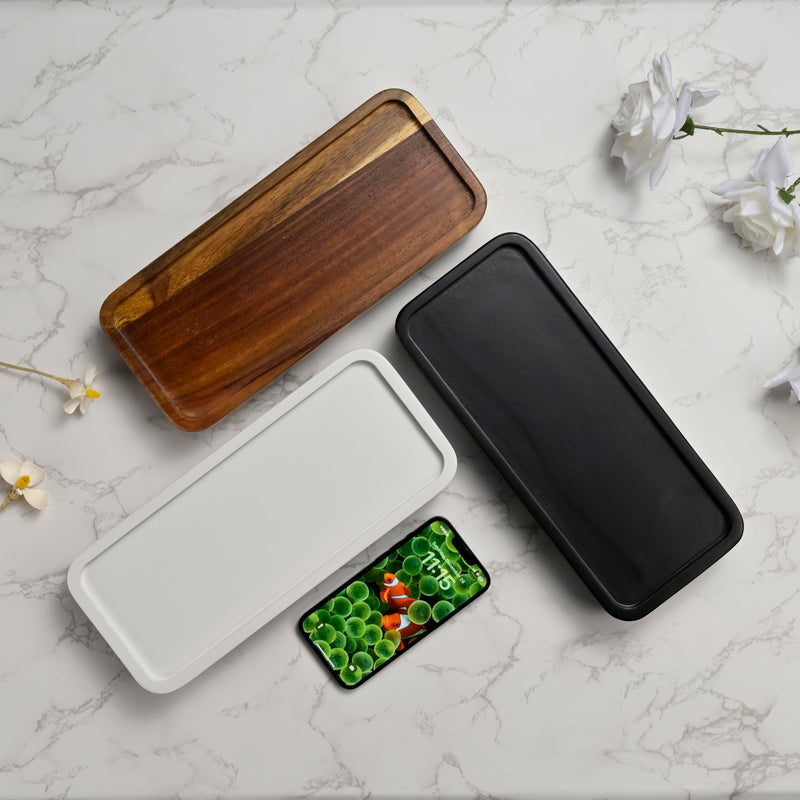 Janxin Vanity Tray, Bathroom Tray, Soap Dispenser Tray for Bathroom, Kitchen and Home Decor(Acacia-Small) - Image 5