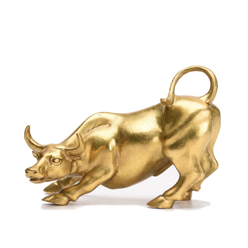 BRASSTAR Brass Fengshui Handmade Bull OX Statue Charm Lucky Wealth Figurine Business Gift Home Decoration TQGJPT1