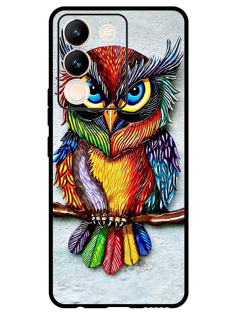 Theodor Protective Case Anti Scratch Shock Proof Bumper Cover For Vivo V29e Paint Owl - Image 1