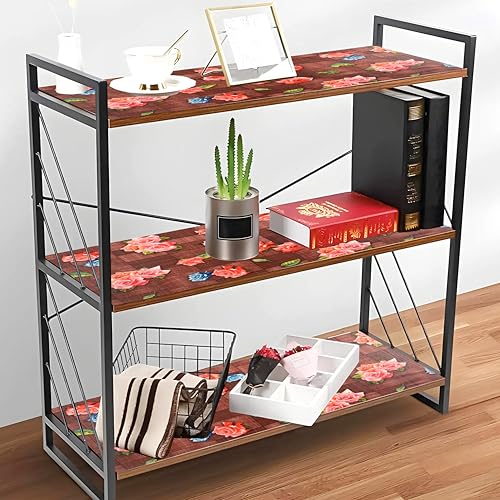 Kuber Industries PVC(5 Mtr)Flower Multipurpose Anti Slip Kitchen Mats for Shelf,Waterproof Trolley Mats for Fridge,Cabinet,Drawer,Bathroom,Washable Shelf Liner Roll for Refrigerator(Maroon),Multicolor - Image 4