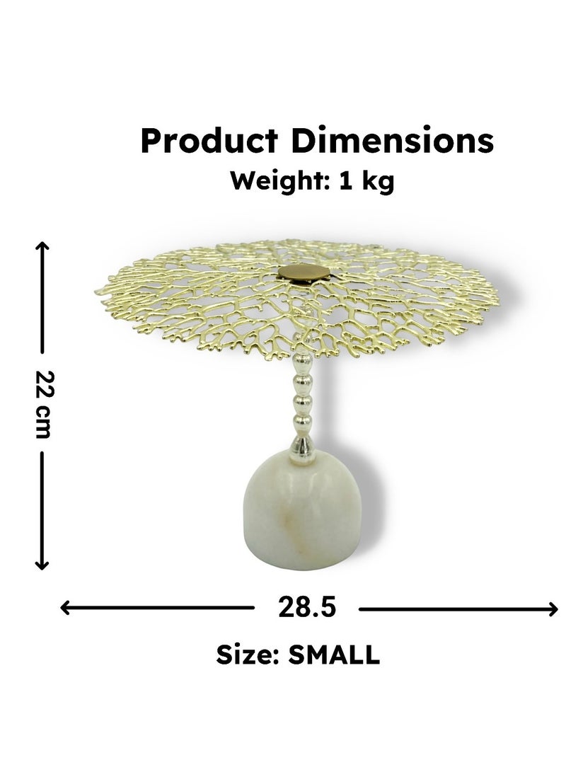 Raz Small Luxury Gold Leaf Cake Stand with Marble Base – Elegant Dessert Display Platter for Parties, Weddings & Special Occasions  - Image 4