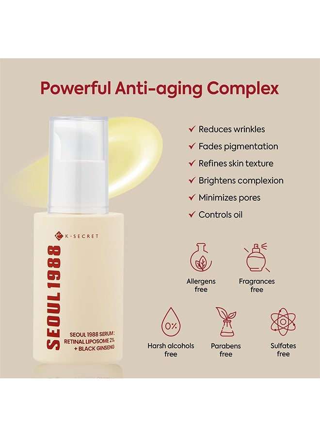 K-SECRET Seoul  1988 Retinal Serum, 2% Retinal Liposome,  Moisturize Skin and Improve Uneven Skin Tone, Anti Aging and Wrinkle Face Cream, 30ml - Image 5