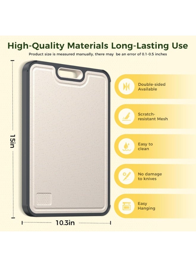 المحاكم لوح تقطيع من التيتانيوم للمطبخ، لوح تقطيع مزدوج الجوانب آمن للاستخدام مع الطعام، مصنوع من التيتانيوم النقي/البولي بروبيلين، سهل التنظيف، حجم كبير 15 بوصة × 10.3 بوصة - Image 2