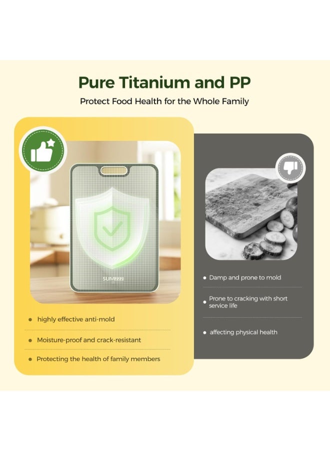 المحاكم لوح تقطيع من التيتانيوم للمطبخ، لوح تقطيع مزدوج الجوانب آمن للاستخدام مع الطعام، مصنوع من التيتانيوم النقي/البولي بروبيلين، سهل التنظيف، حجم كبير 15 بوصة × 10.3 بوصة - Image 4