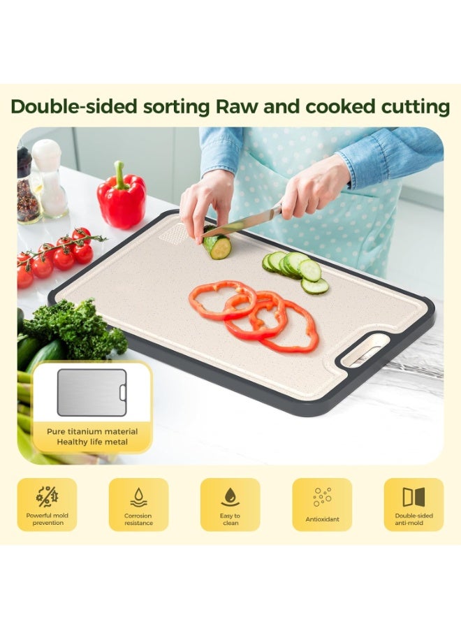 المحاكم لوح تقطيع من التيتانيوم للمطبخ، لوح تقطيع مزدوج الجوانب آمن للاستخدام مع الطعام، مصنوع من التيتانيوم النقي/البولي بروبيلين، سهل التنظيف، حجم كبير 15 بوصة × 10.3 بوصة - Image 3