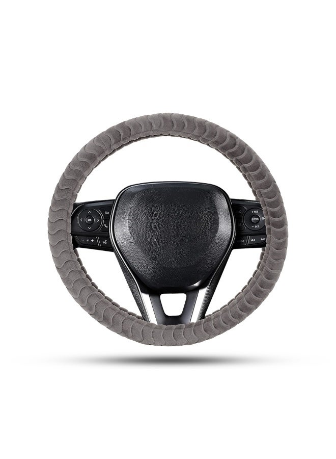 غطاء عجلة قيادة جلدي عالمي - مضاد للانزلاق، مقاوم للتعرق، حماية لجميع فصول السنة للسيارات، قبضة مريحة، سهل التركيب، يناسب معظم عجلات القيادة الدائرية القياسية 5119 - Image 1