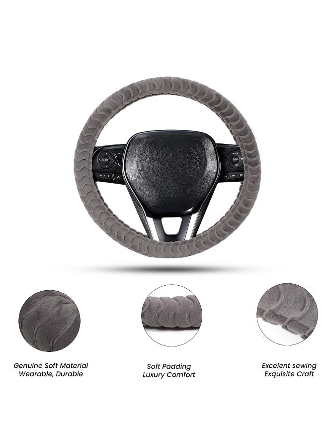 غطاء عجلة قيادة جلدي عالمي - مضاد للانزلاق، مقاوم للتعرق، حماية لجميع فصول السنة للسيارات، قبضة مريحة، سهل التركيب، يناسب معظم عجلات القيادة الدائرية القياسية 5119 - Image 3