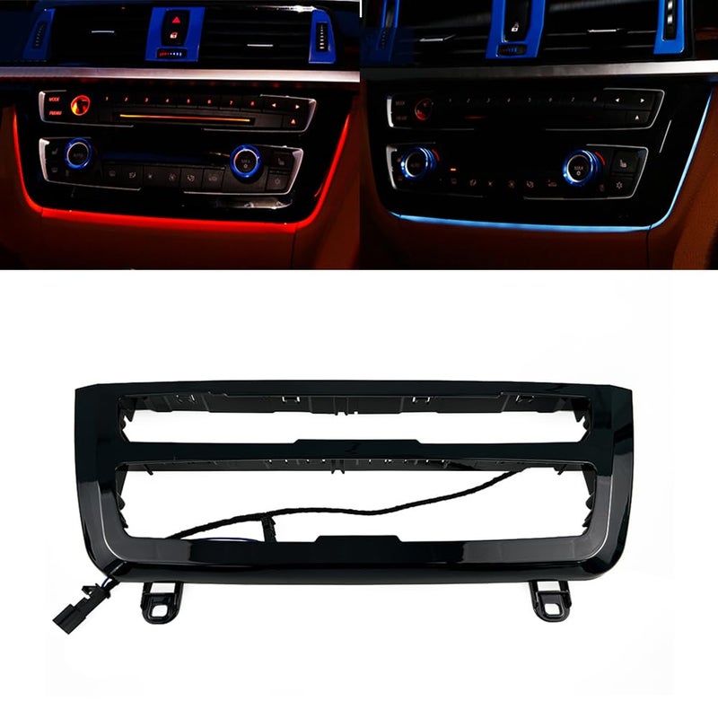 CHUANGHUI Car Inner Air Condition A/C Panel LED Lighting Ambient Light Trim Accessories For BMW 3 4 Series 3GT F30 F36 M3 M4 Center Control Two-color Atmosphere Lamp Panel Replacement Cover (Piano Black) - Image 1