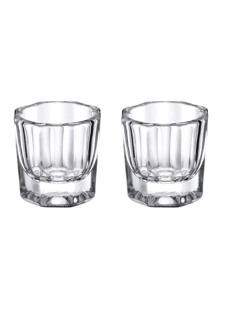 Beaute BEAUTE - 2 Pieces Nail Art Clear Glass Crystal Cup Bowl Dappen Dishes Cup Acrylic Glass Jar for Nail Art Manicure Care Tools 