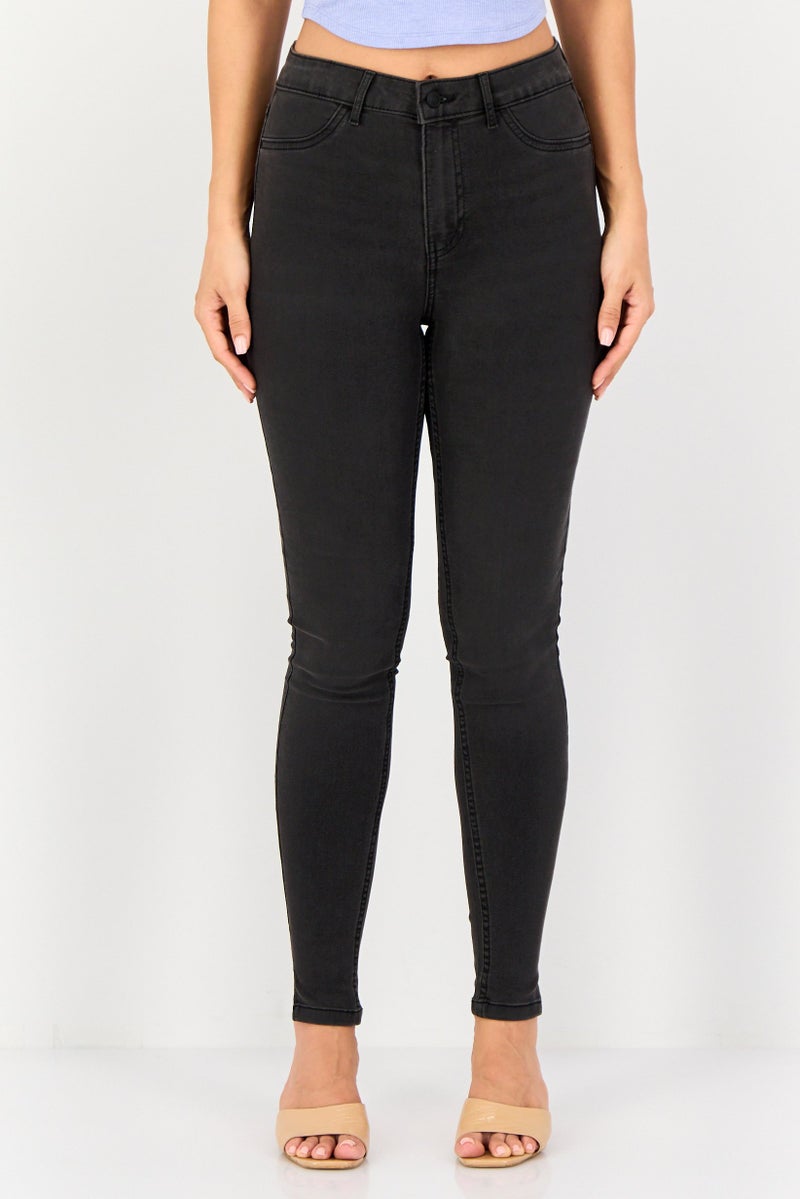 VERO MODA جينز نسائي ضيق قابل للتمدد، أسود - Image 1