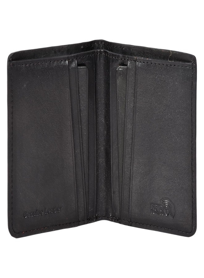 Sassora Premium Leather RFID Vertical Card Holder Wallet for Men (Black) - Image 2