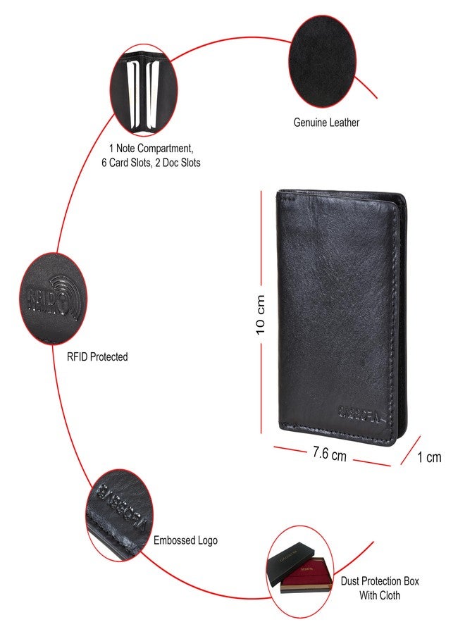 Sassora Premium Leather RFID Vertical Card Holder Wallet for Men (Black) - Image 3